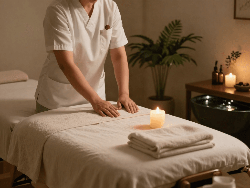 Experience 용인출장마사지 in a soothing therapy room with elegant decor and calming ambiance.