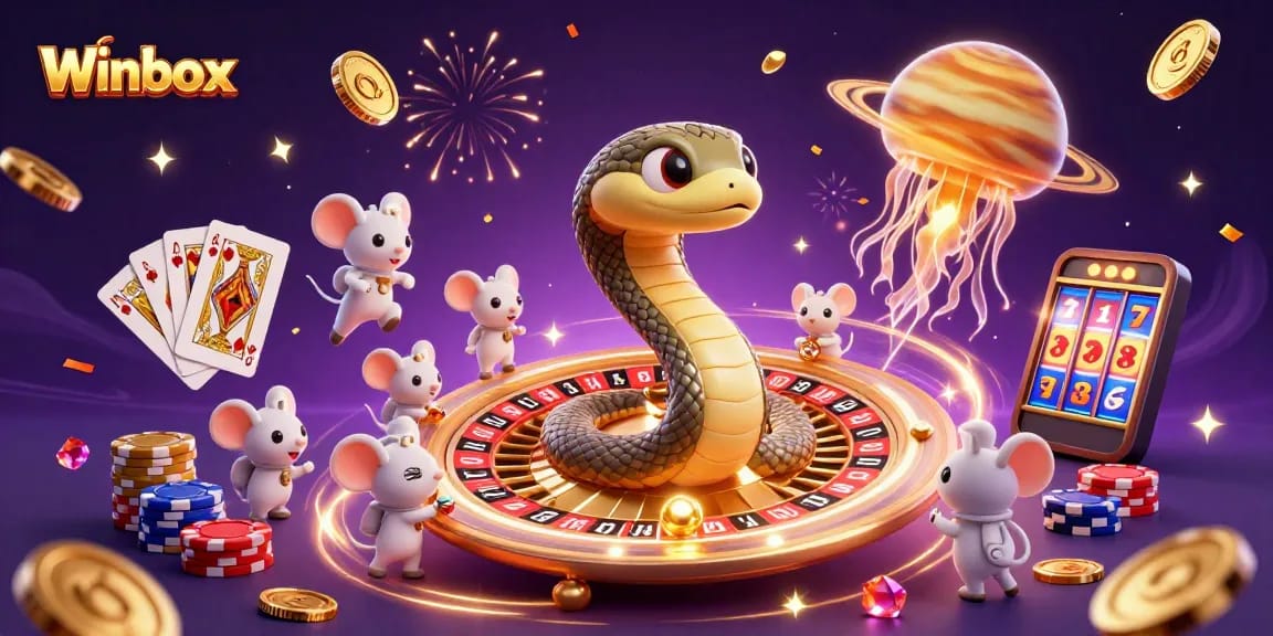 Experience the excitement of Winbox with animated astronauts betting amidst a celestial roulette scene.