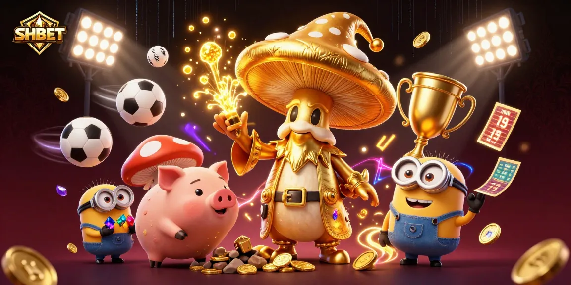 Experience thrilling fun at SHBET with dynamic 3D characters and vibrant gambling-themed elements.