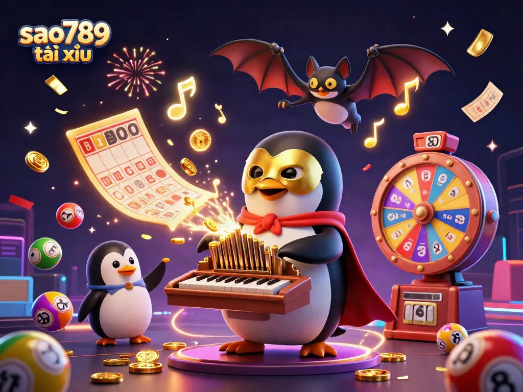 Experience the thrill of sao789 tài xỉu with a dynamic 3D scene featuring vibrant elements and characters.