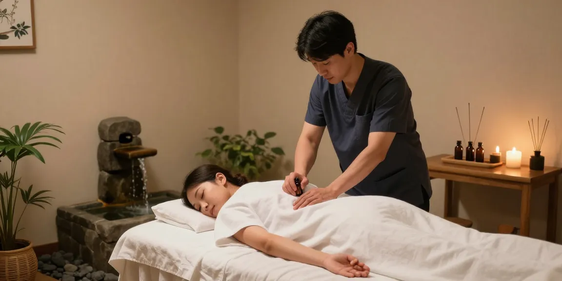 편안한 제주마사지 스파에서 남성 관리사가 고객에게 마사지를 제공하는 모습