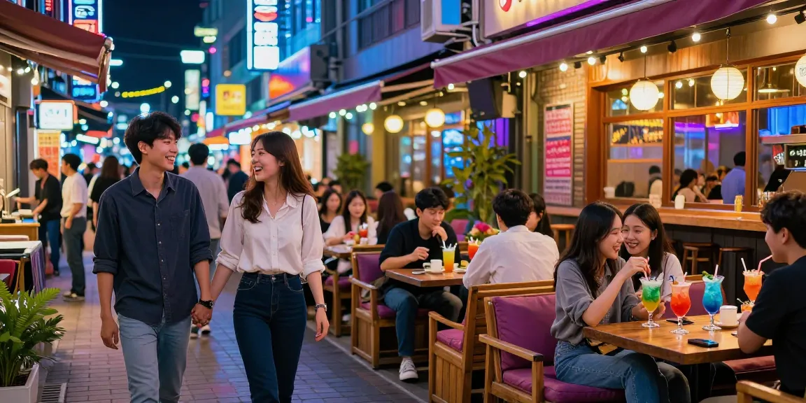 강남의 퀸알바 정보를 공유하며 즐거운 시간을 보내는 젊은이들의 모습
