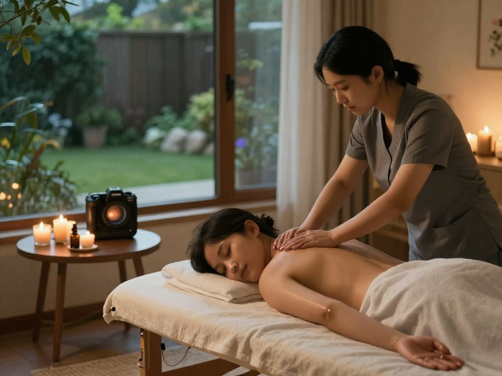 Relaxing at-home 잠실출장마사지 with soothing ambiance and professional service.
