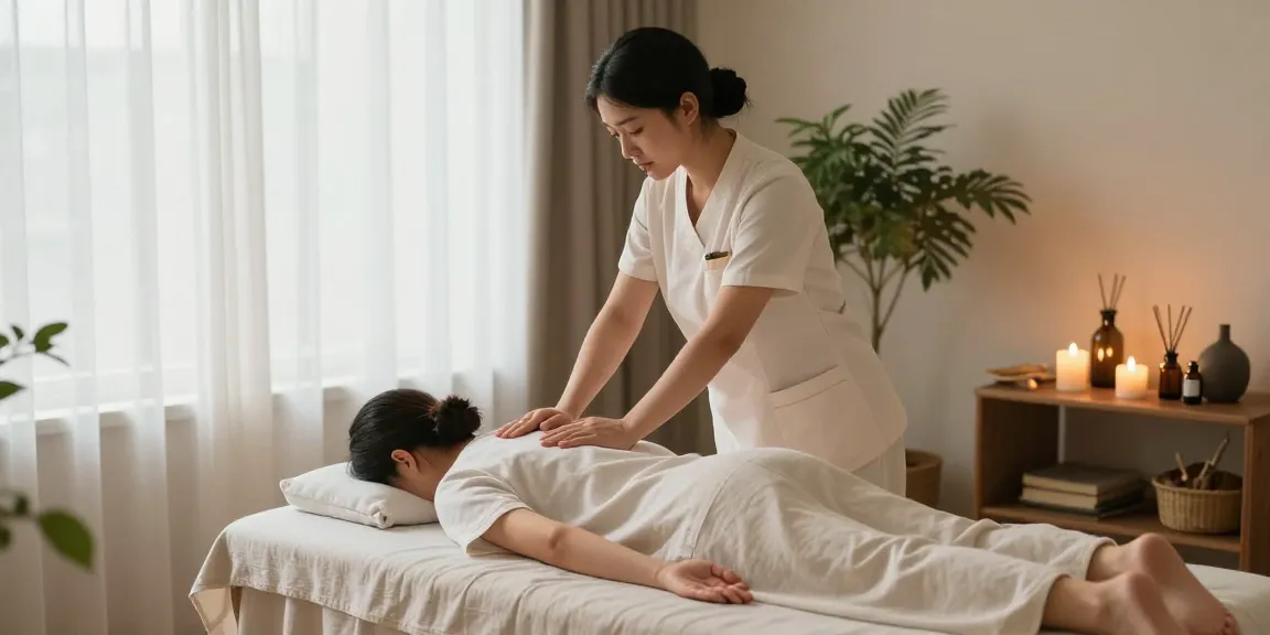 Experience a soothing 광명출장마사지 in a serene home setting with professional service.