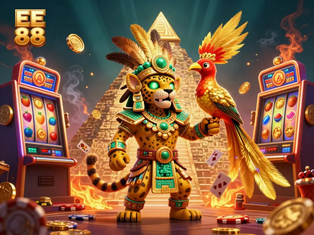 Experience thrilling excitement with EE 88 at vibrant colorful slots featuring Mayan-inspired elements.