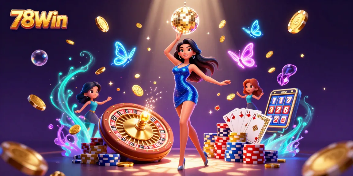 Experience thrilling wins at 78Win with vibrant casino elements and a glittering atmosphere.