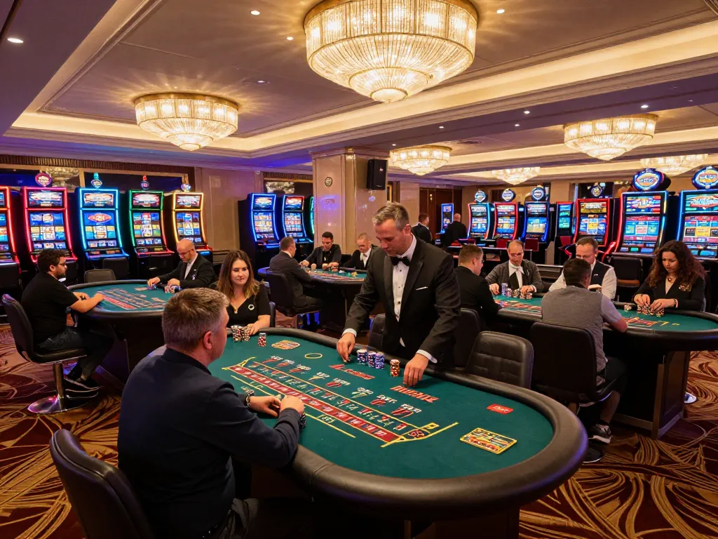 Engaged players strategizing their moves at qq8827 casino tables, showcasing a vibrant atmosphere.