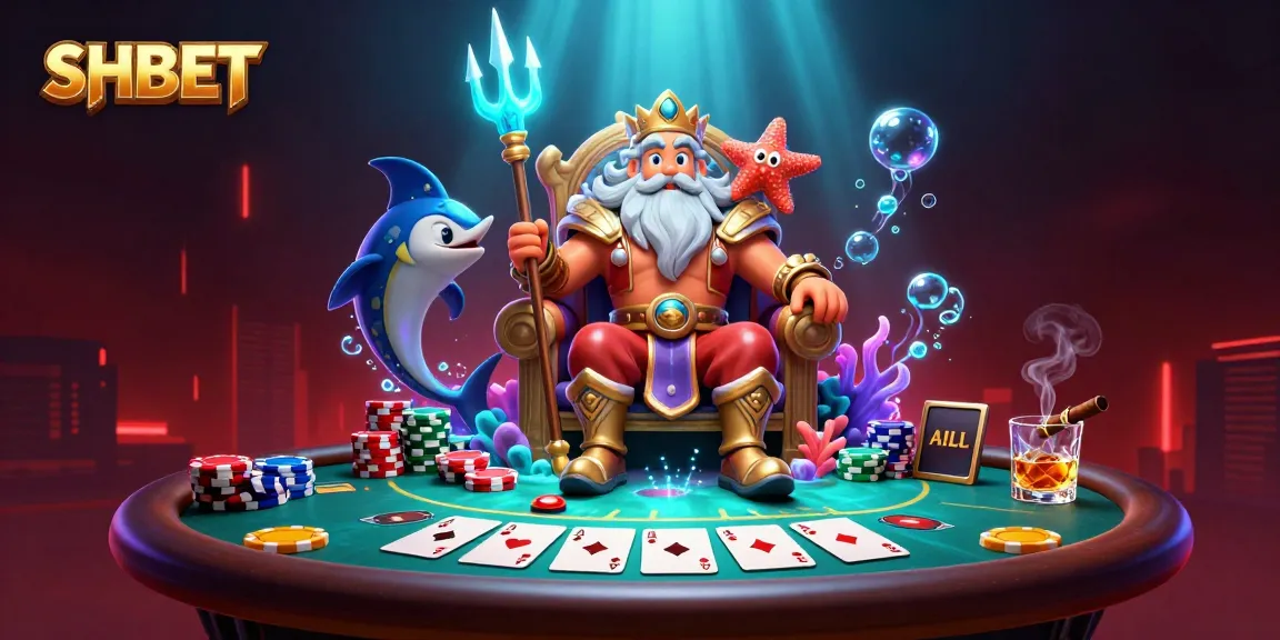 SHBET offers an exciting underwater poker scene with Neptune and vibrant game elements for gamblers.