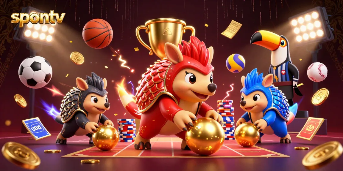 Experience the excitement of sports betting with spontv, where pangolins roll through golden poker chips in a vibrant setting.