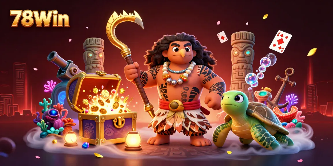 Experience thrilling gameplay at 78Win with colorful characters amidst dynamic casino elements.